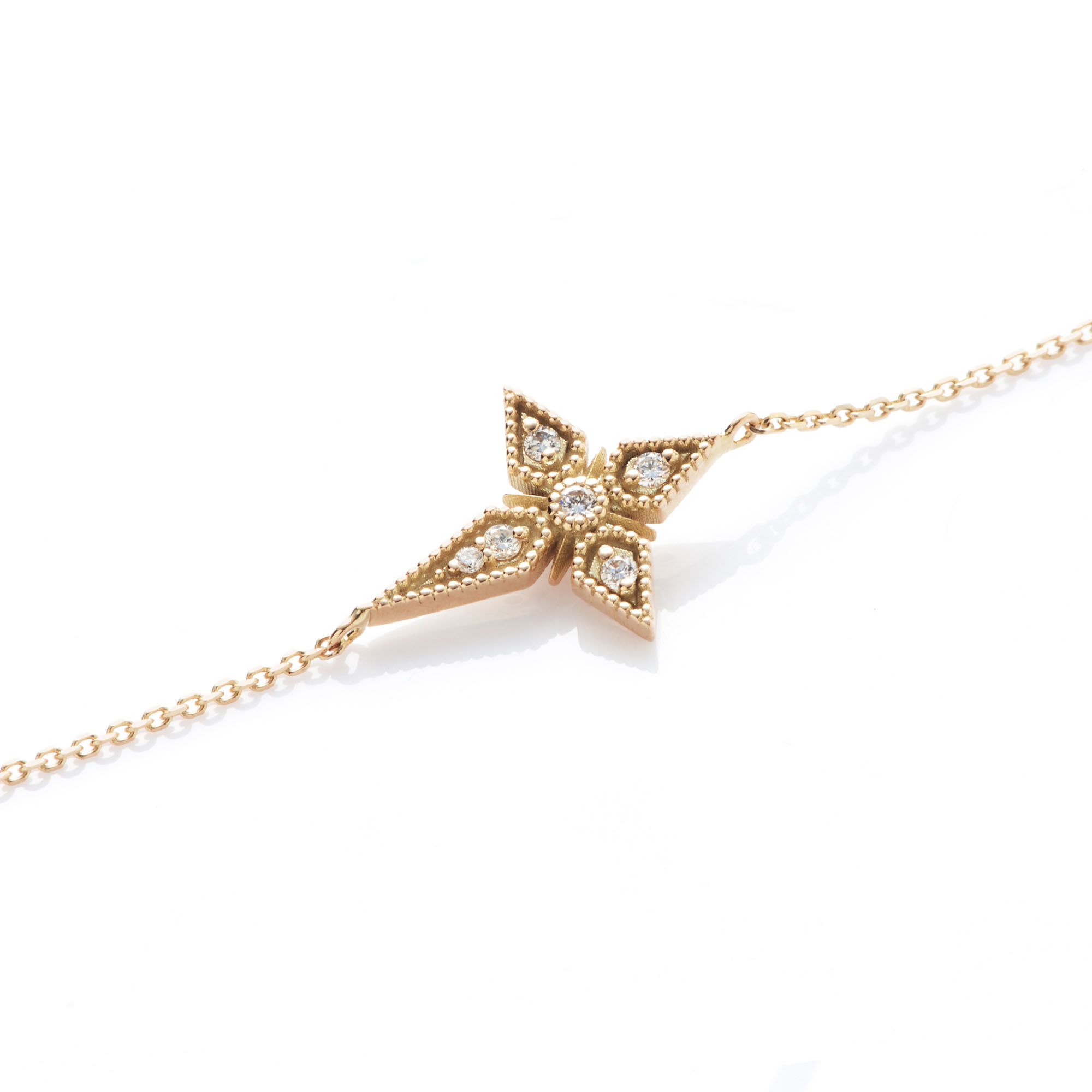 Collier pendentif Star Color Blossom BB, or jaune, onyx et diamant